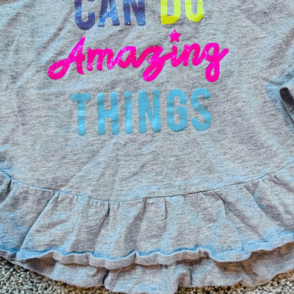 Capelli Girls Long Sleeve Peplum Top inspirational shirt gray– Size 4T - Picture 3 of 7